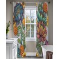 thumbnail image 4 of Vintage Floral Boho Sheer Curtains 63 Inch Length 2 Panels Set for Living Room/Bedroom, Abstract Art Modern Flowers Kitchen Curtains Grommet Semi-Sheer Curtains Drapes Window Treatments 42"x63"x2, 4 of 7