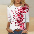 thumbnail image 2 of Plus Size T-Shirts Womens Valentines Day Tops Gradient Cute Heart Print Tee Trendy 3/4 Sleeve Gifts, 2 of 5