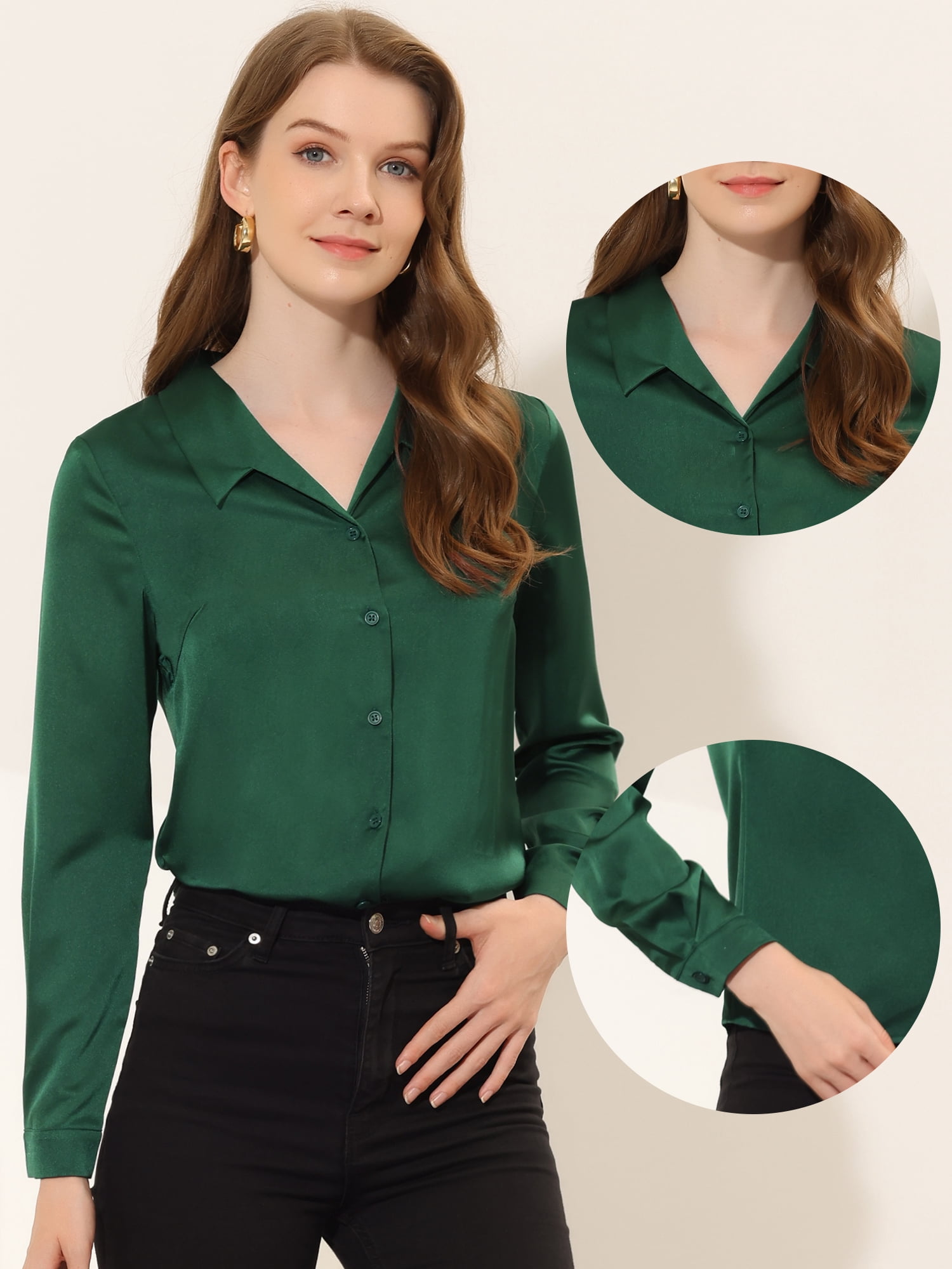 green satin top