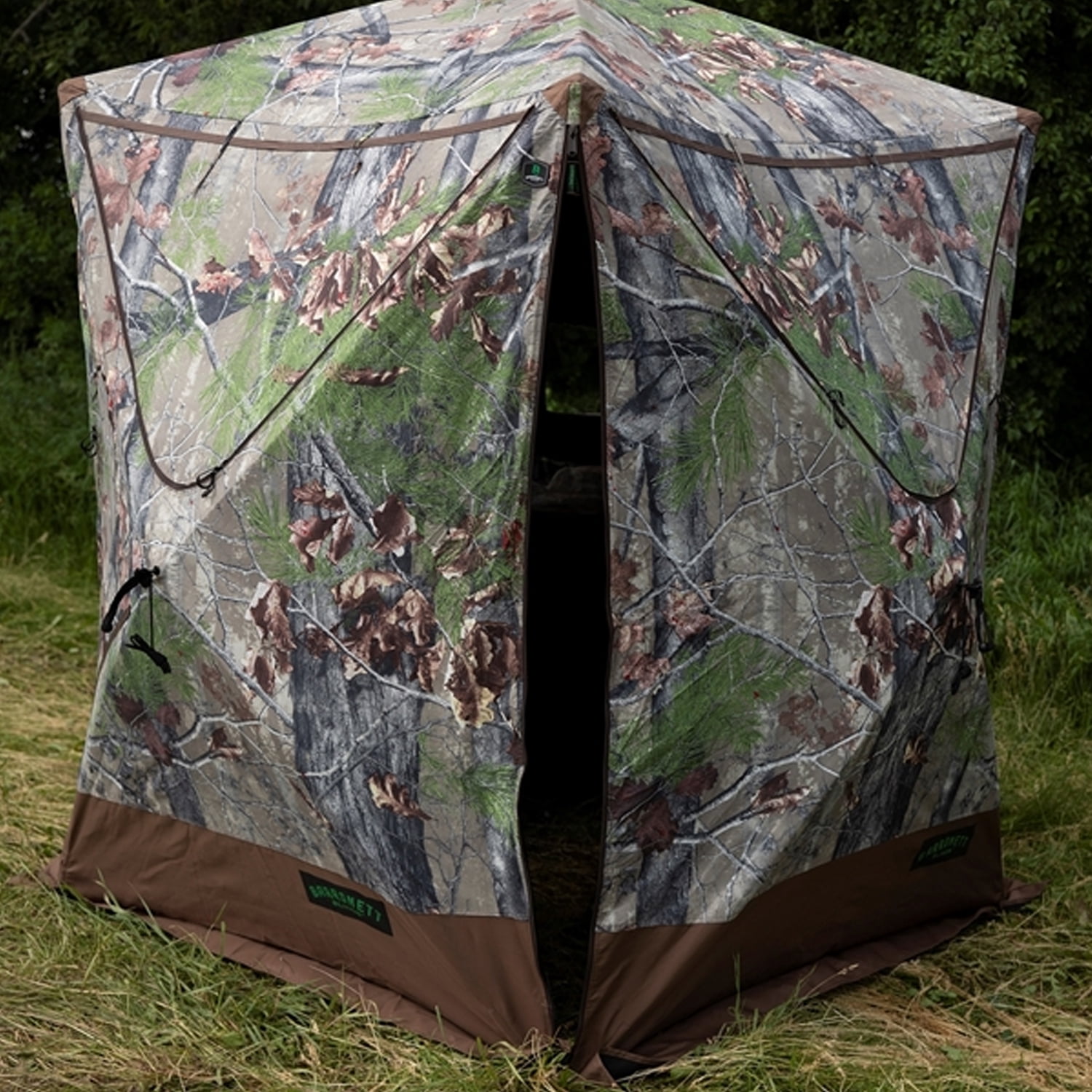 Barronett OX 300 Hub 3 Person Pop Up Hunting Blind Ground Tent, Backwoods Camo
