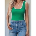 thumbnail image 6 of Women's Square Neck Tank Tops Summer Sleeveless Shirts Casual Slim Fitted Color Block Ribbed Tanks Green XL, 6 of 10