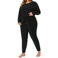 thumbnail image 4 of Agnes Orinda Women's Plus Size Thermal Underwear Fleece Lined Long Sleeve Shirt and Leggings Soft Lounge Long Johns Set 1X Black, 4 of 6