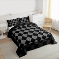 thumbnail image 3 of Manfei Boys Girls Geometric Plaid 3 Pieces Queen Comforter Set,Vintage Aesthetic Ultra Soft Bedding Sets,Minimalist Grid Bedding Comforter Set Breathable,Ultra Soft Home Decor,Reversible, 3 of 8