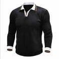 thumbnail image 3 of Generic Men's Ribbed Long Sleeve Polo Shirts V-Neck Textured Solid Color Pullover Casual Corduroy Texture Sweatshirt, 3 of 7