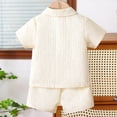 thumbnail image 4 of mgoYE Baby Boy Clothes 0-3 Months Boy's 2 Piece Summer Vacation Outfits Short Sleeve Collar Button Shirt and Shorts Clothing Set(Beige,2-3 Years), 4 of 9