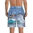 thumbnail image 3 of Kll Lighthouse In Havana Men'S Casual Summer Beach Shorts Hawaiian Shorts With Pockets-Large, 3 of 9