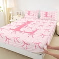 thumbnail image 4 of Erosebridal Letter L Monogrammed Queen Sheet Sets,Cute Pink Bowtie Bed Set For Girls Kids 4-Piece, 4 of 6