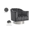 thumbnail image 2 of Meridian Furniture Farrah Grey Velvet Swivel Accent Chair, 2 of 5