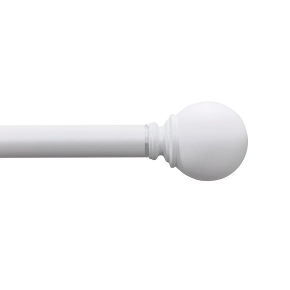 Mainstays 1” White Ball Adjustable Curtain Rod, 30”-84”