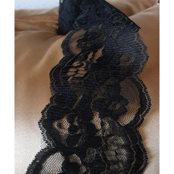 4" Wide x 10 Yards Black Floral Pattern Crochet Lace Ribbon for Decorating, Floral Designing and Crafts