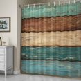 thumbnail image 5 of Green Brown Wood Grain Shower Curtain, Vintage Green Brown Khaki Teal Wood Stripes Waterproof Shower Curtain Set with 12 Hooks Lightweight Bath Curtains Fabric Bathroom Decor 48x72 Inches, 5 of 9