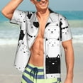 thumbnail image 7 of Sikiie Doodle Cute Cat Print Men's Hawaiian Shirt, Summer Beach Button Pocket Short Sleeve T-Shirt,3X-Large, 7 of 7