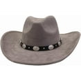 thumbnail image 3 of Women Men Big Wide Brim Western Cowboy Hats Belt Buckle Suede Large Fedora Hat, 3 of 6