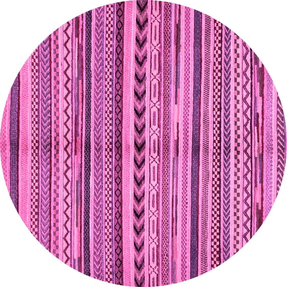 Ahgly Company Indoor Round Abstract Pink Modern Area Rugs, 3' Round