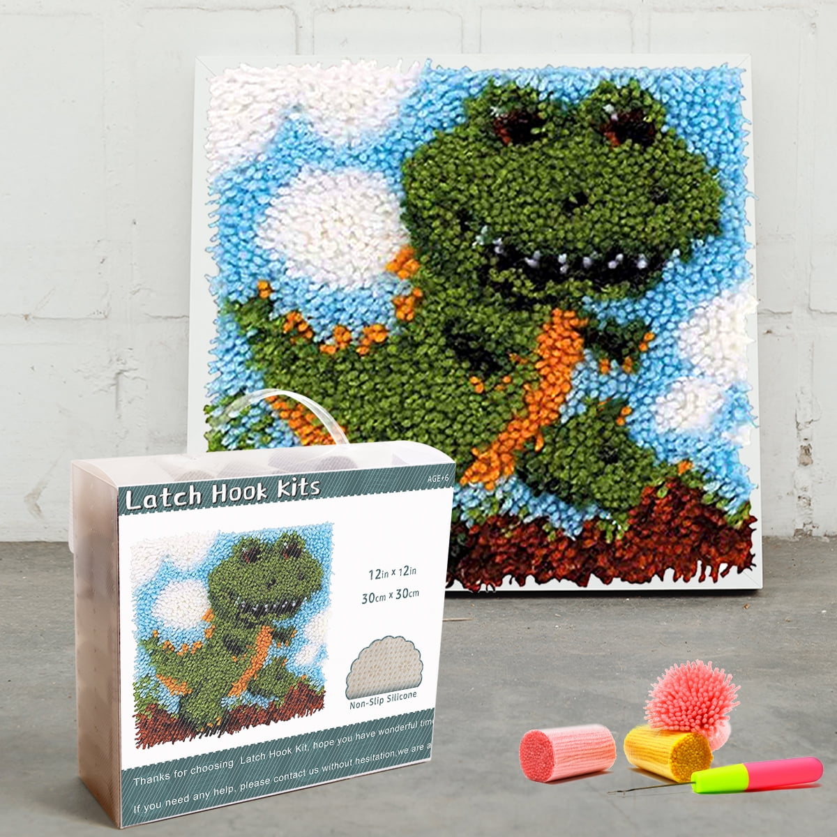 Latch hook rug kit,latch hook cushion kits,Dinosaur And Dragon Latch Hook Rug Kit for Adults Crocheting Carpet Rug Yarn Sofa Cushion Mat Tapestry DIY Carpet Arts Crafts 50×38cm/20*15in