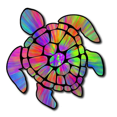 Sea Turtle Tye-Dye Peace Love Colorful Hawaii Turtle Sticker Large 8 ...
