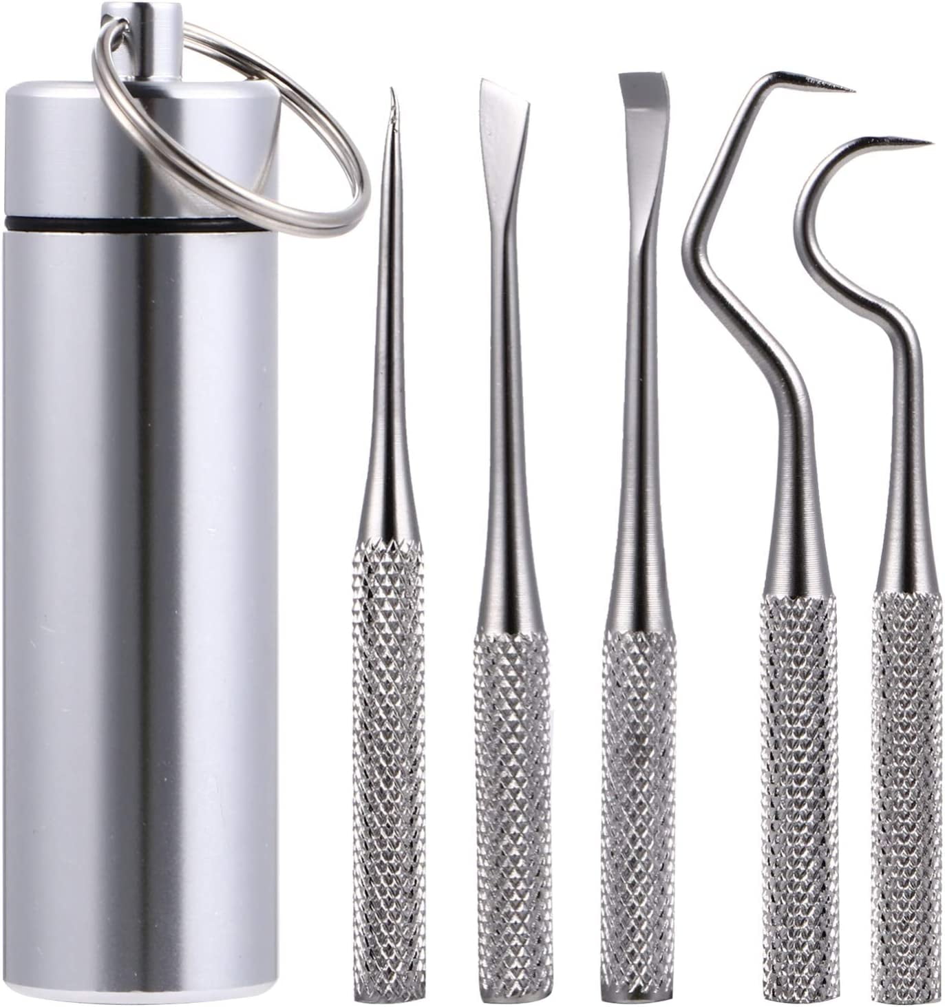 Straight Toothpick Stainless Half- moon Toothpick titanium toothpick pocket elbow toothpick travel tooth scraper toothpick key ring reusable floss tooth pick metal toothpick for