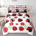 thumbnail image 1 of YST Ensemble de Douillette 7 Pcs à Motif d'Insecte de Dessin Animé, Format Simple, Literie Florale à Fleurs Rouges pour Déco de Chambre Garçons Filles, 1 of 4