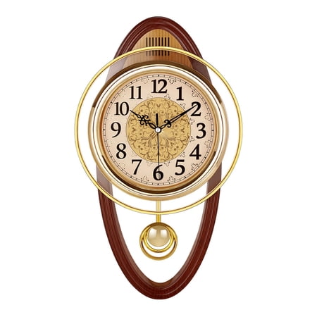 European Pendulum Wall Clock Battery Operated, Traditional Silent Wall Clock With Swinging Pendulum, for Classic Home Decor, Hanging Clocks for Living Room, Office Home