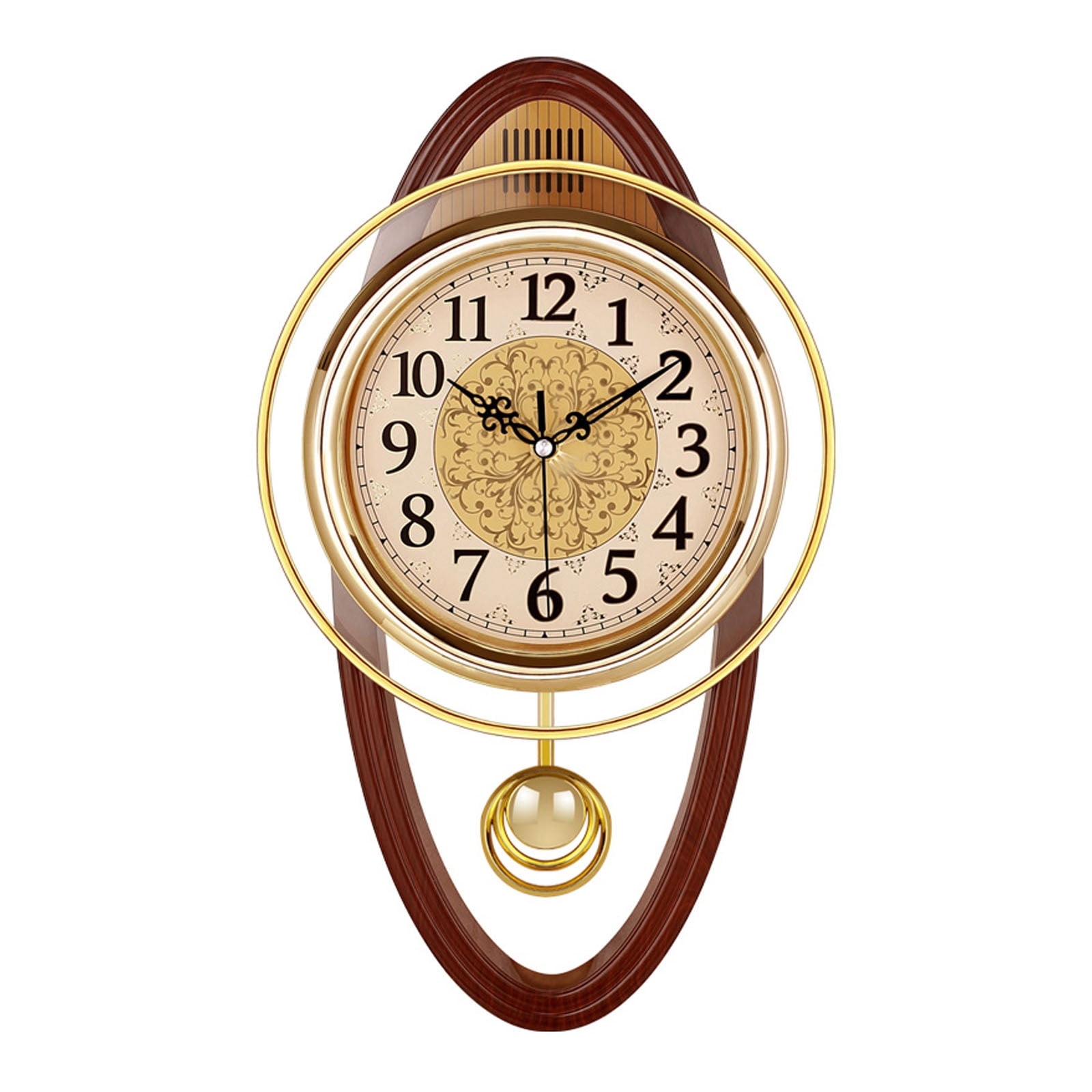 European Pendulum Wall Clock Battery Operated, Traditional Silent Wall Clock With Swinging Pendulum, for Classic Home Decor, Hanging Clocks for Living Room, Office Home