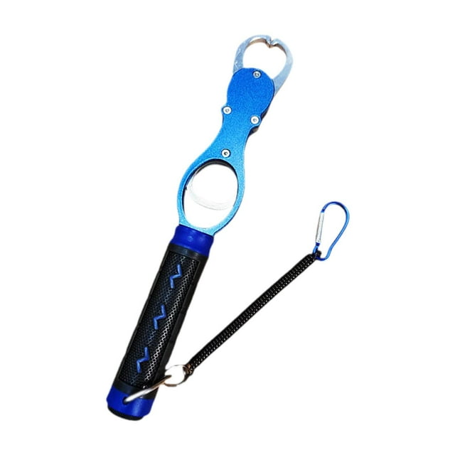 S SERENABLE Fish Lip Gripper with Scale Aluminum Alloy Fishing Tackle Fish Lip Grip Tool blue