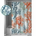 thumbnail image 3 of 54x78 Inch Shower Curtain Decorative Orange-red Coral Bathtub Bath Curtains Fabric Waterproof Bathroom Decor Blue Ocean Coastal Nature Branch Dots Small Stall Shower Curtain Set with 12 Hooks, 3 of 6