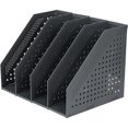 thumbnail image 1 of Revistero plegable de 4 compartimentos, caja de almacenamiento ajustable, organizador de escritorio, sujetalibros, maletín, carpeta, revista, libro, módulo de archivo, casillero de almacenamiento (negro) Kuyhfg Sin marca, 1 of 5