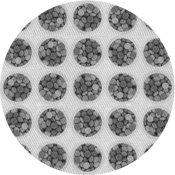 Ahgly Company Machine Washable Indoor Round Transitional Platinum Silver Gray Area Rugs, 7' Round