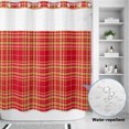 thumbnail image 3 of No Hook Shower Curtain, Buffalo Plaid Shower Curtains for Bathroom with See Through Top Window, Amber Orange Farmhouse Gingham Striped Waterproof & Washable Bath Curtain Standard 72"x72", 3 of 9