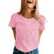 thumbnail image 4 of Tops de Manga Corta de las Mujeres Casual Impresa Camiseta Blusa Cuello Redondo Moda Poliéster Ligero Suave Cómodo para las Vacaciones Diarias de Trabajo de la Fiesta de Citas, 4 of 8