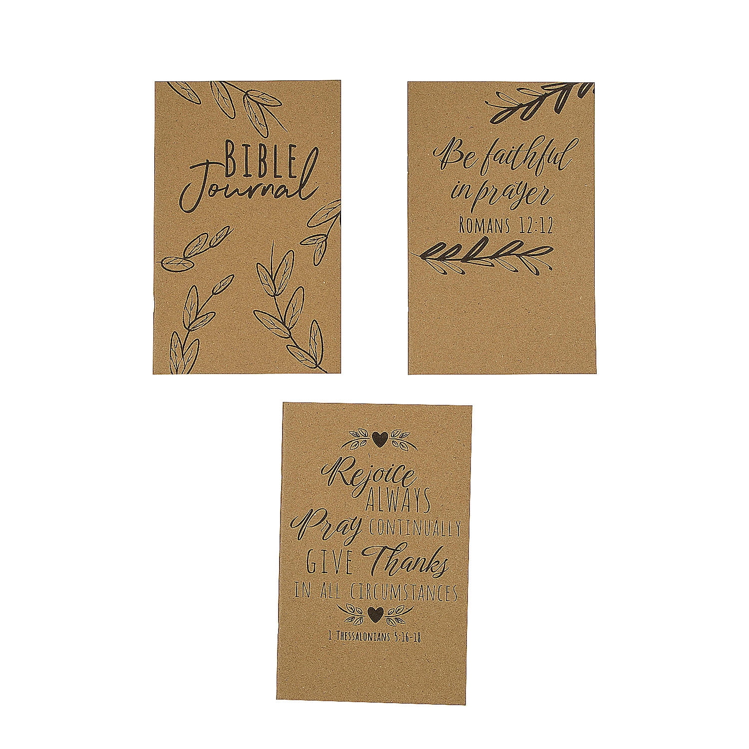 Fun Express 5" x 8" Brown Bible Verse Faith Journals with Sticker Sheet - 24 Pieces