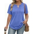 thumbnail image 2 of Fantaslook Lace Plus Size Tops for Women V Neck Short Sleeve Blouses Summer Tunic Shirts, 2 of 11
