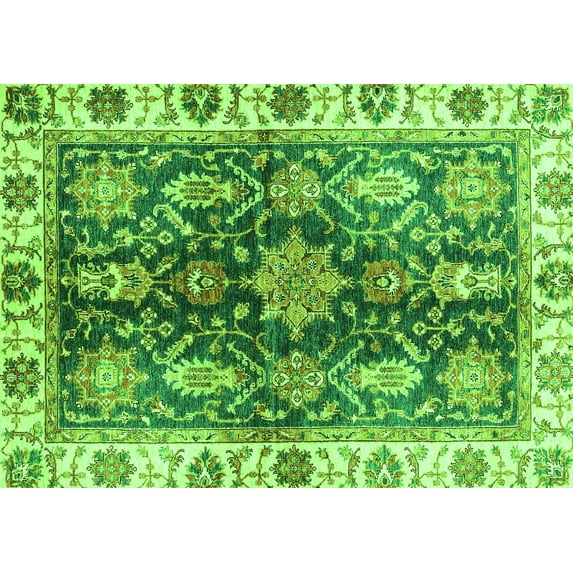 Ahgly Company Indoor Rectangle Oriental Green Traditional Area Rugs, 2' x 4'