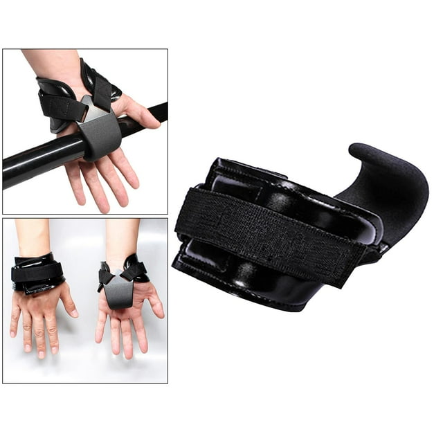Puños de Levantamiento de Fitness Soledad con Muñequeras Gancho Antideslizante Negro