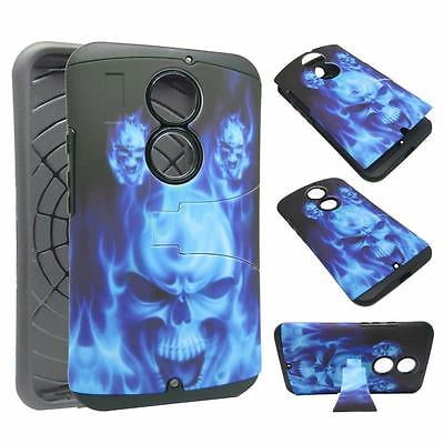 - For Motorla X2 XT1097 Hybrid Drop Protective Shock Proof Shock Absorb Enhanced Bumper Dual Layer Designer Case Shield Box Blue Devil Case Cover Kickstand