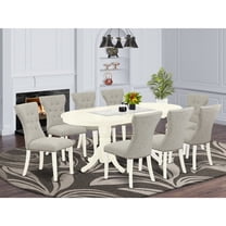 Modern 9-Piece Dining Set - Table & 8 Padded Chairs - Linen White