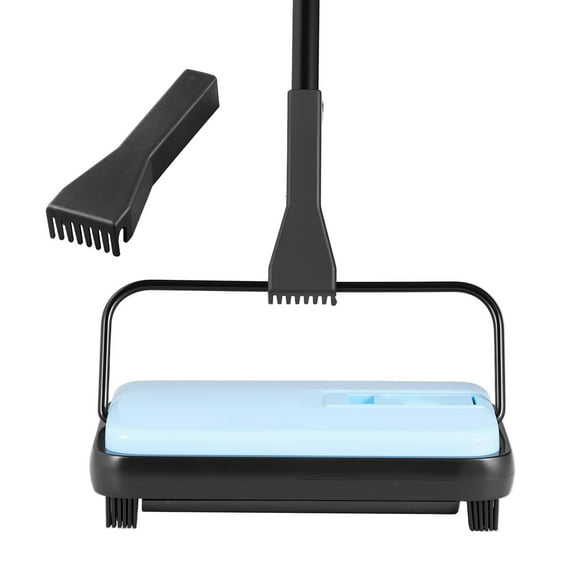 KFFKFF Balayeuse manuelle pour tapis, Balayeuse de sol avec bac à poussière de 300 ml, facile à Vidanger, largeur de nettoyage de 6,7 pouces pour tapis
