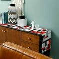 thumbnail image 3 of Red Black Table Runner Cotton Linen 60 Inch Holiday Dresser Scarves, Abstract Geometric Grey White Middle Century Tablerunner for Kitchen Coffee Dining Bedroom Dinner Scarf Décor 13''x60'', 3 of 9