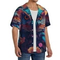 thumbnail image 2 of Sikiie Colorful Feather Owl Men's Wrinkle Free Untucked Cuban Shirt Business Casual Button Down Shirts Short Sleeve ShirtMedium, 2 of 5