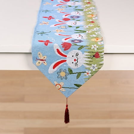

Rdeuod Table Runners Easter Decorations Knitted Cloth Table Runners Creative Easter Tablecloths Valentine Table Runner
