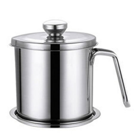 

Stainless Steel Oil Filter Pot Leakproof Can Grease Container Tank Filter Residue Filter Oil Pot with Strainer Storage B