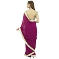 thumbnail image 7 of Atasi Women's Ethnic Solid Plum Sari Casual Georgette Saree With Blouse Piece, 7 of 7