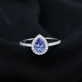 thumbnail image 3 of Rosec Jewels 2 CT Tanzanite and Diamond Ring, Teardrop Engagement Ring for Women, Tanzanite Vintage Ring, 14K White Gold, US 3.50, 3 of 6