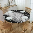 thumbnail image 6 of Black and White Marble Tablecloth with Elastic Edge, Round Table Cover Washable Reusable Table Cloths for Kitchen Dining Party, Small, 6 of 7