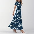 thumbnail image 3 of TQWQT Summer Dresses for Women 2025 Short Sleeve Floral Flowy Maxi Dress Plus Size V Neck Casual Wedding Guestes Dress Tiered Ruffle Hem Swing Dress Dark Blue XL, 3 of 5