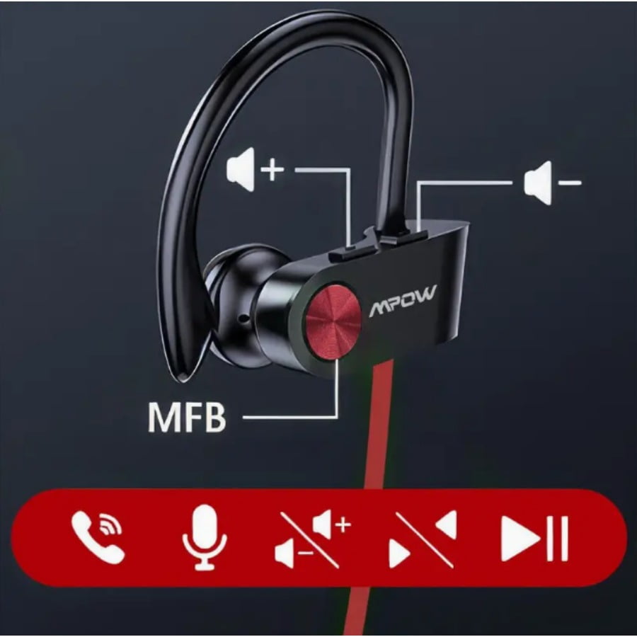 Wireless Sports Headphones, 12-Hour Battery Life, Comfortable Ear Hooks, High-Definition Sound Quality, Low Latency, Suitable for Fitness and Running