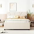 thumbnail image 2 of Full Size Beige Upholstered Platform Bed With Brick Headboard, Twin Trundle And 2 Drawers, Linen Fabric, Particle Board, No Box Spring Required Elegant In Beige, Pattern & Spring, Stable Wood Frame, 2 of 7