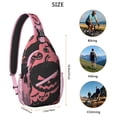 thumbnail image 5 of Sling Backpack,Spooky Halloween Silhouette Pattern Sling Bag with Water Bottle Holder,Waterproof Sling Bag for Men/Women with Headphone Jack for Hiking,Travel, 5 of 6