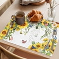 thumbnail image 3 of Sunflower Placemats Set of 4 Summer Botanical Butterfly Watercolor Place Mats Indoor Wipeable Table Mats Washable Cloth Dining Table Placemats for Kitchen Holiday Party Home Decor 13x19 Inch, 3 of 9