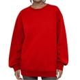 thumbnail image 2 of Lumtrix Oversized Sweatshirts for Women No Hood Crewneck Loose Fit Fleece Pullover Tops Fashion Fall Clothes 2026 Red XL, 2 of 5